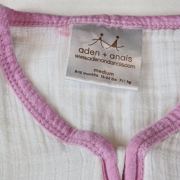 Aden by Aden Anais cotton muslin sleep sack Pink butterfly M 6-12 Bonus blanket - Picture 2 of 6